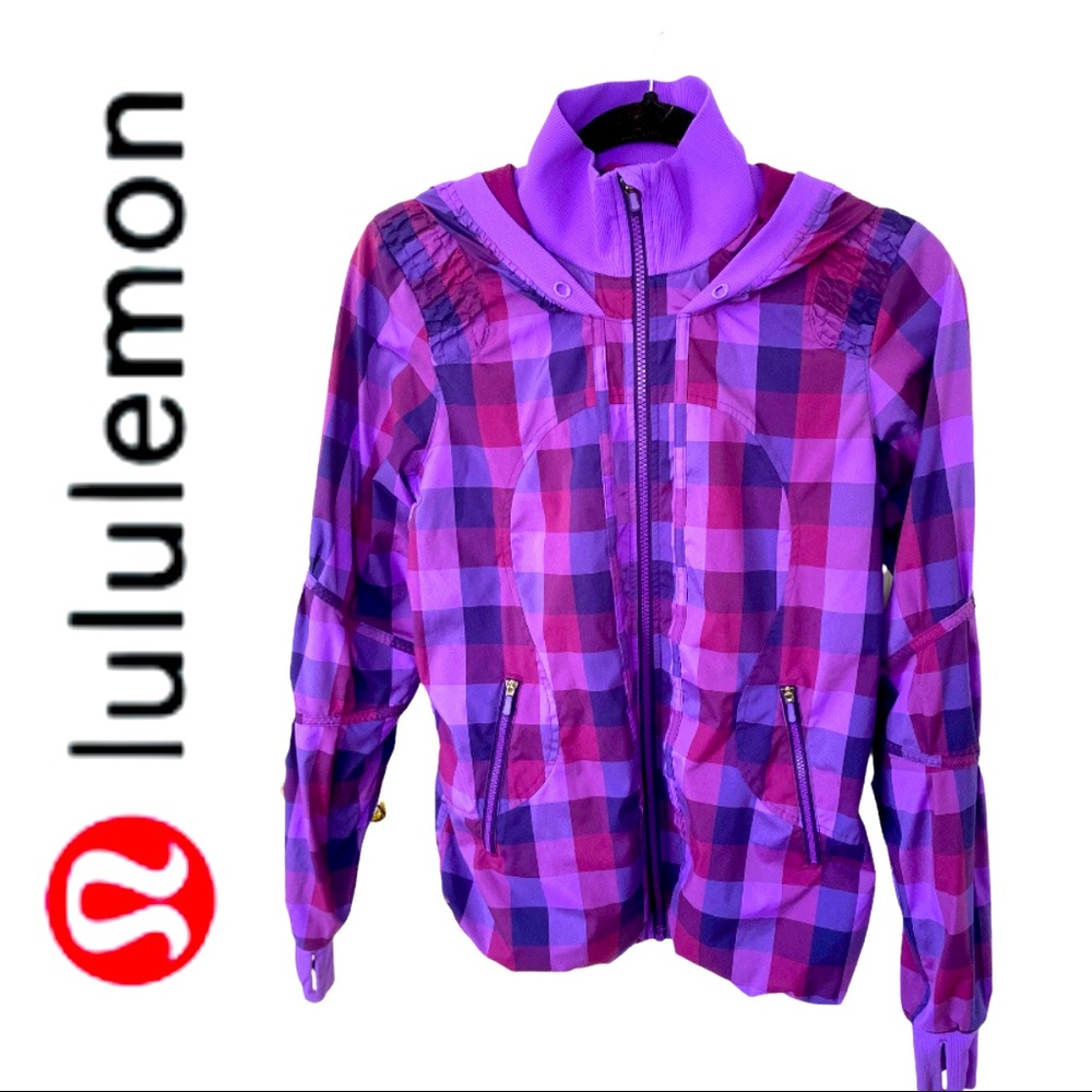 Lululemon Purple Checkered Jacket with Hood